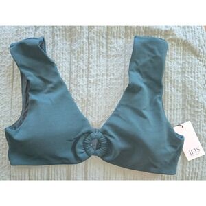 NWT JETS Australia Bikini Top Forest Green Isla Rib Ring Detail Womens Size 10